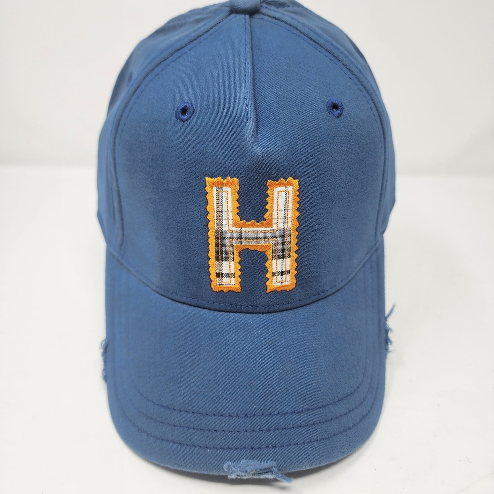 HYP Baseball Cap 56cm Distressed Plaid H Twill A-Flex Fitted Blue